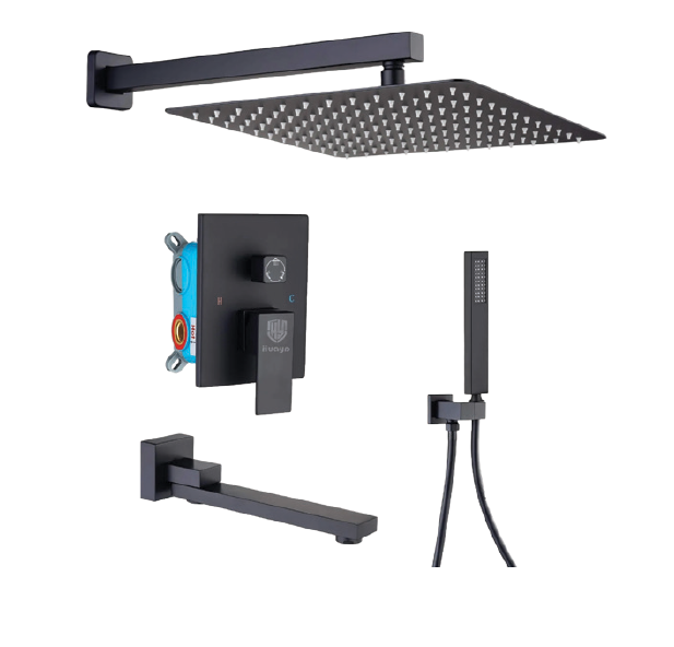 خلاط دش الدفن اسود شامل جسم الخلاط  و الاوكرة + الوش +  طاسة مربعة + عامود دفن + سماعة شاور + صباب دش تركي اصلي 
