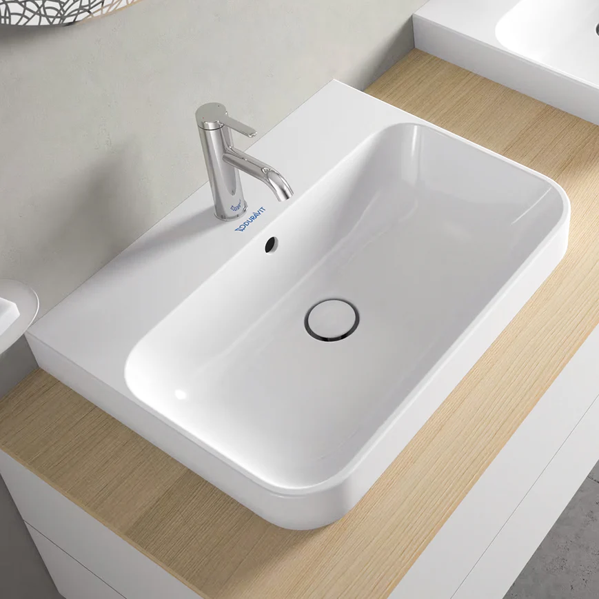 حوض ساقط رخامة ديورافيت هابي دي 2 بلس 60 سم كود اللون ابيض
